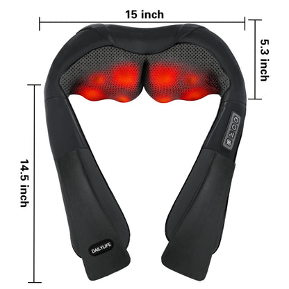 DAILYLIFE Shiatsu Neck and Back Massager, Electric Shoulder Massager, Car Neck Massage Pillow for Neck, Back, Shoulder, Foot, Leg Massage, Relieve Muscle Pain, Perfect Present for Man/Woman/Family