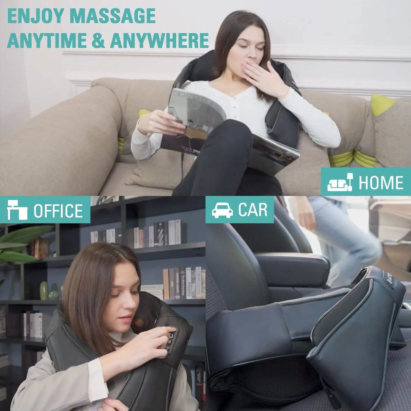 DAILYLIFE Shiatsu Neck and Back Massager, Electric Shoulder Massager, Car Neck Massage Pillow for Neck, Back, Shoulder, Foot, Leg Massage, Relieve Muscle Pain, Perfect Present for Man/Woman/Family